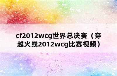 cf2012wcg世界总决赛（穿越火线2012wcg比赛视频）