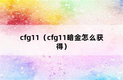 cfg11（cfg11暗金怎么获得）