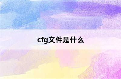 cfg文件是什么