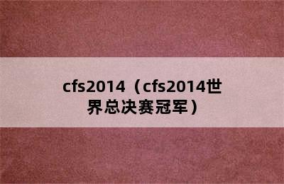 cfs2014（cfs2014世界总决赛冠军）