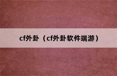 cf外卦（cf外卦软件端游）