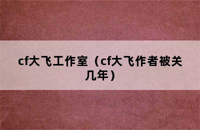 cf大飞工作室（cf大飞作者被关几年）