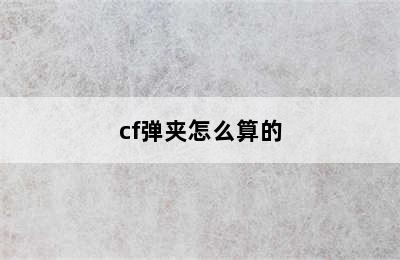 cf弹夹怎么算的