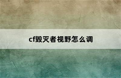 cf毁灭者视野怎么调