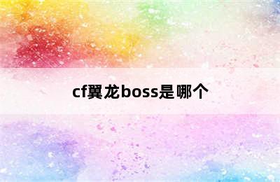 cf翼龙boss是哪个