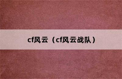 cf风云（cf风云战队）