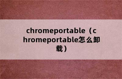 chromeportable（chromeportable怎么卸载）