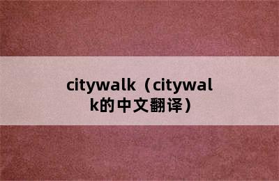 citywalk（citywalk的中文翻译）