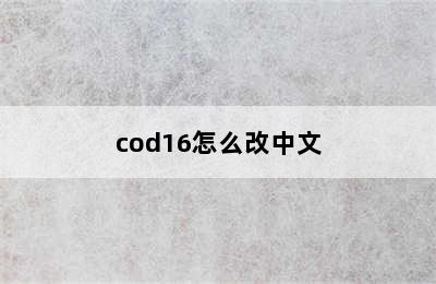 cod16怎么改中文