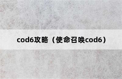 cod6攻略（使命召唤cod6）