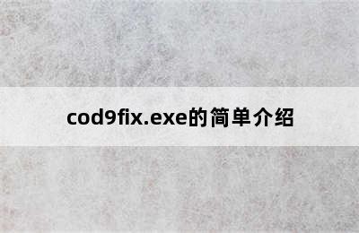 cod9fix.exe的简单介绍