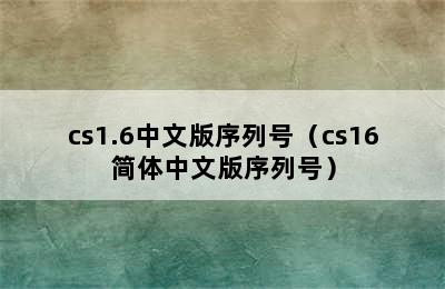 cs1.6中文版序列号（cs16简体中文版序列号）