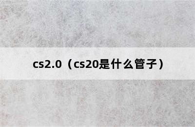 cs2.0（cs20是什么管子）