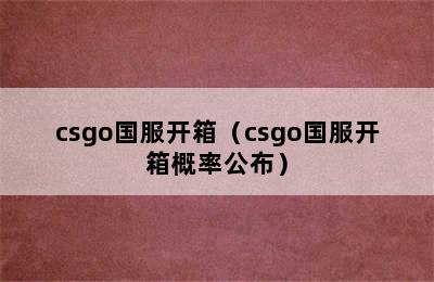 csgo国服开箱（csgo国服开箱概率公布）