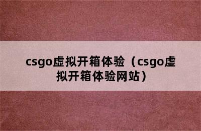 csgo虚拟开箱体验（csgo虚拟开箱体验网站）