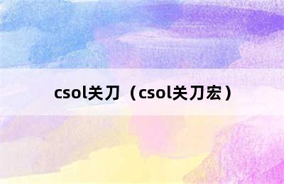 csol关刀（csol关刀宏）