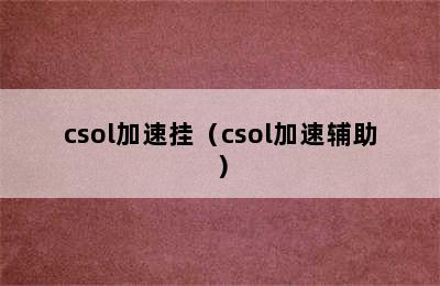 csol加速挂（csol加速辅助）