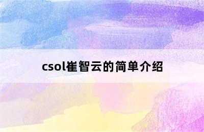 csol崔智云的简单介绍