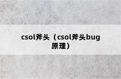 csol斧头（csol斧头bug原理）