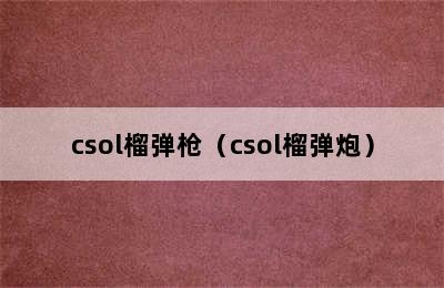 csol榴弹枪（csol榴弹炮）