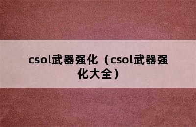 csol武器强化（csol武器强化大全）