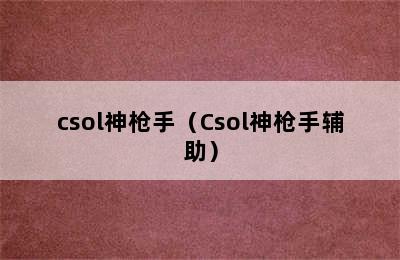 csol神枪手（Csol神枪手辅助）