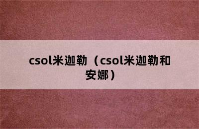 csol米迦勒（csol米迦勒和安娜）