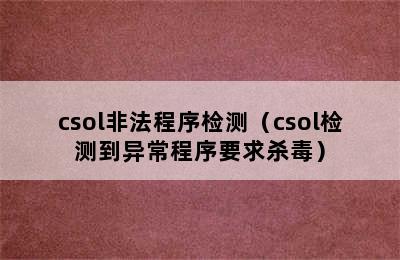 csol非法程序检测（csol检测到异常程序要求杀毒）