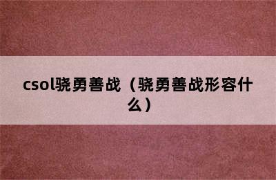 csol骁勇善战（骁勇善战形容什么）