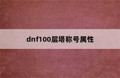 dnf100层塔称号属性