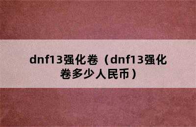 dnf13强化卷（dnf13强化卷多少人民币）