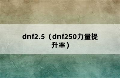 dnf2.5（dnf250力量提升率）