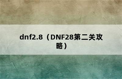 dnf2.8（DNF28第二关攻略）