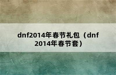 dnf2014年春节礼包（dnf2014年春节套）