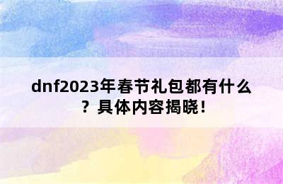 dnf2023年春节礼包都有什么？具体内容揭晓！