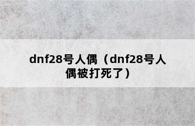 dnf28号人偶（dnf28号人偶被打死了）