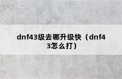 dnf43级去哪升级快（dnf43怎么打）