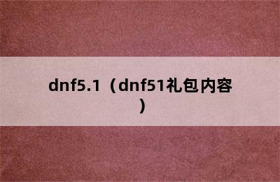 dnf5.1（dnf51礼包内容）