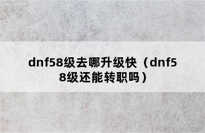 dnf58级去哪升级快（dnf58级还能转职吗）