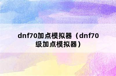 dnf70加点模拟器（dnf70级加点模拟器）