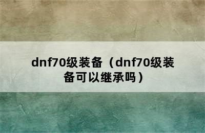 dnf70级装备（dnf70级装备可以继承吗）