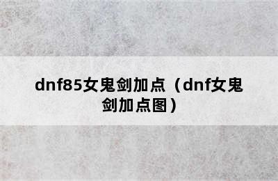 dnf85女鬼剑加点（dnf女鬼剑加点图）