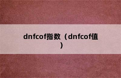 dnfcof指数（dnfcof值）