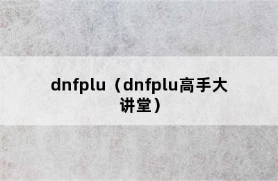 dnfplu（dnfplu高手大讲堂）