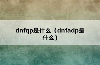 dnfqp是什么（dnfadp是什么）