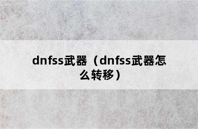 dnfss武器（dnfss武器怎么转移）