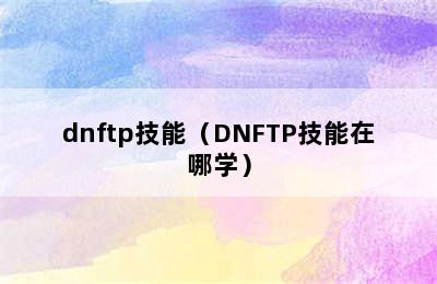 dnftp技能（DNFTP技能在哪学）