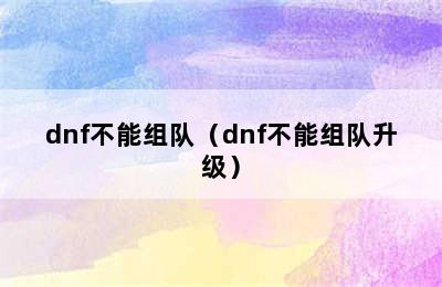 dnf不能组队（dnf不能组队升级）