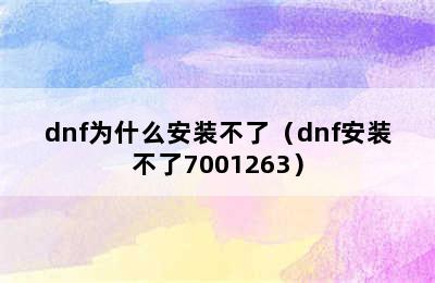 dnf为什么安装不了（dnf安装不了7001263）