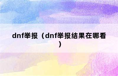 dnf举报（dnf举报结果在哪看）